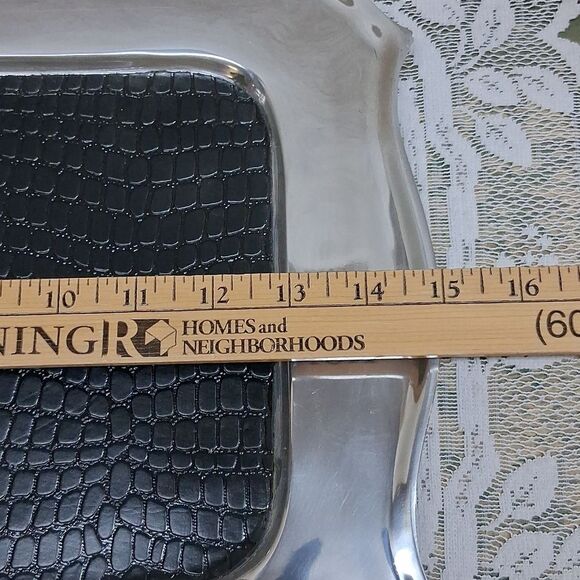 Elegant Silver and Black faux leather crocodile print insert Casa Cristina Tray. - Picture 6 of 8